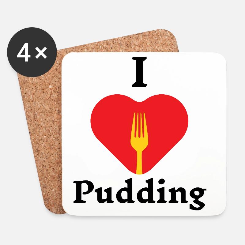 I Love Pudding mit Gabel – Trendshirt 2025 - Untersetzer (4er-Set) - Weiß