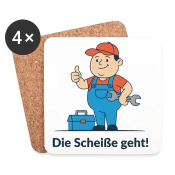 Reparaturheld im Blaumann. Endlich funktioniert es - Untersetzer (4er-Set) - Weiß - Vorne