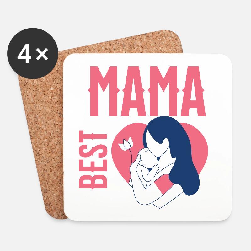 Mama Best Herzliebe - Untersetzer (4er-Set) - Weiß