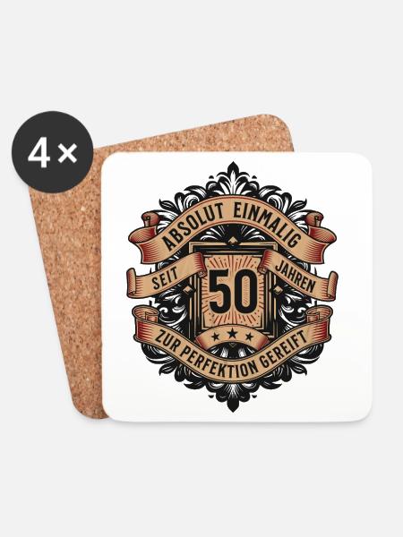 50 Geburtstag Geschenk 50 Jahre Geburtstagsspruch - Untersetzer (4er-Set) - Weiß