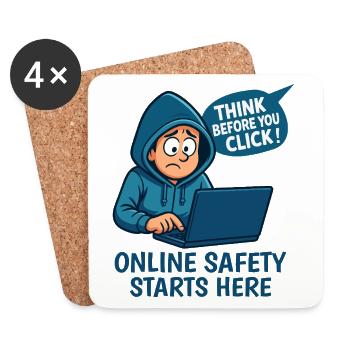 Think Before You Click - Online Security - Coasters (set of 4) - white - Front