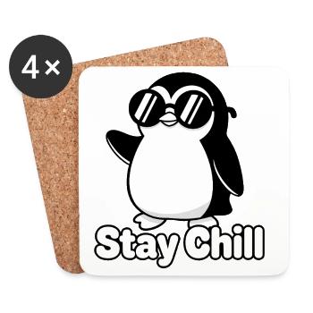 Stay Chill Pinguin Stil - Untersetzer (4er-Set) - Weiß - Vorne