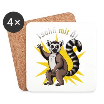 Lemur Tschö mit Ö Abschied. Wortspiel. - Untersetzer (4er-Set) - Weiß - Vorne