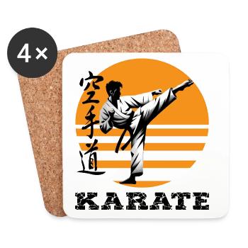 Karate silhouette in the circle of the sun - Coasters (set of 4) - white - Front