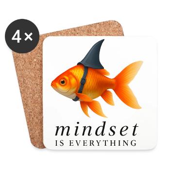 Mindset ist alles Goldfisch, Motivierend - Untersetzer (4er-Set) - Weiß - Vorne