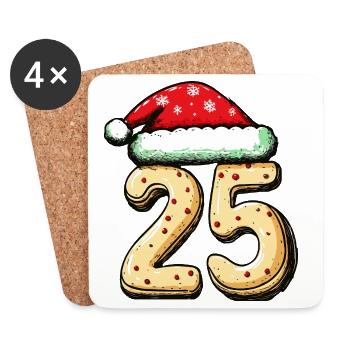 25 Number Biscuit Christmas - Coasters (set of 4) - white - Front