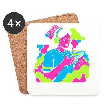 Traum Laut Neon Pop - Untersetzer (4er-Set) - Weiß - Vorne