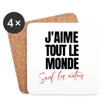j'aime tout le monde sauf les autres - Dessous de verre (lot de 4) - blanc - Devant