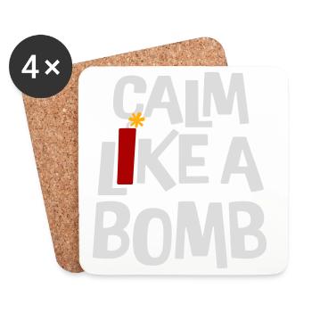 Calme comme une bombe Paradoxe Ironie Humour Blague explosive - Dessous de verre (lot de 4) - blanc - Devant