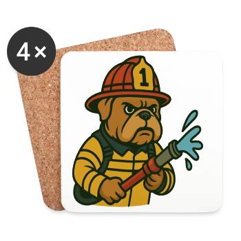 Feuerbulldogge Held - Untersetzer (4er-Set) - Weiß - Vorne
