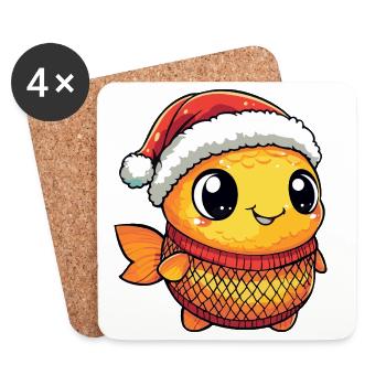 Noël du poisson rouge - Dessous de verre (lot de 4) - blanc - Devant