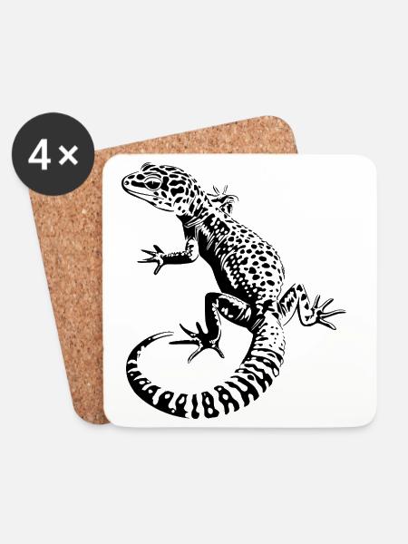 Leopardgecko - Untersetzer (4er-Set) - Weiß