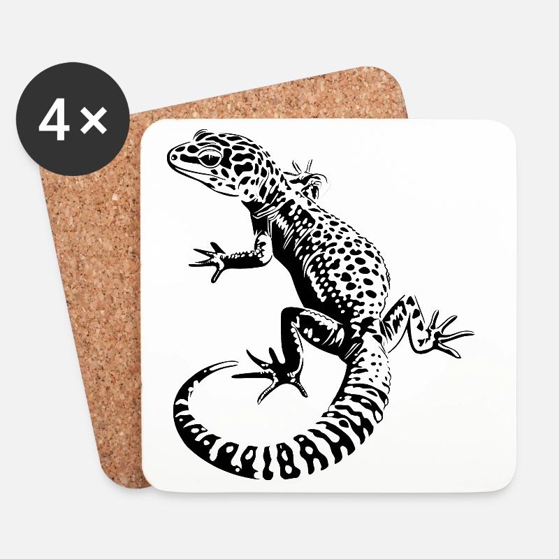 Leopardgecko - Untersetzer (4er-Set) - Weiß