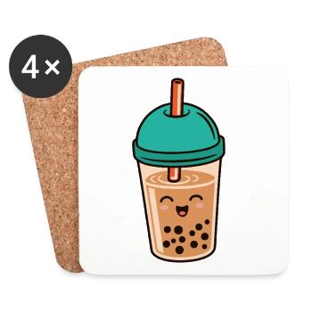 Bubble Tea Kawaii Boba Tea Milk Tea Asian - Coasters (set of 4) - white - Front
