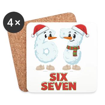 6 7 Meme Weihnachten Lustig Sechs Sieben Geschenk - Untersetzer (4er-Set) - Weiß - Vorne