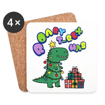 Timmie le petit T-Rex est un sapin de Noël - Dessous de verre (lot de 4) - blanc - Devant