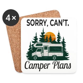 Sorry, Can't. Camper Plans – Retro Camping Design - Coasters (set of 4) - white - Front