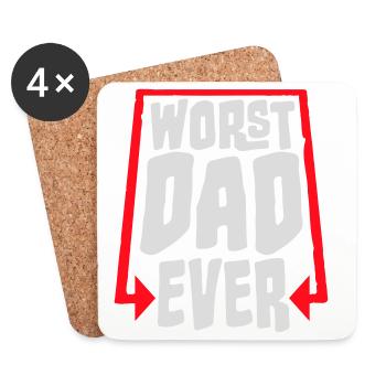 Le pire papa de tous les temps Drôle Sarcastique Papa pour la fête des pères - Dessous de verre (lot de 4) - blanc - Devant