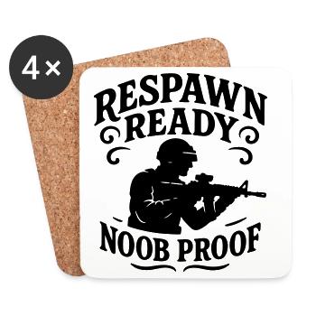 Respawn ready noobs Gamer zocken Sprüche chemise - Dessous de verre (lot de 4) - blanc - Devant