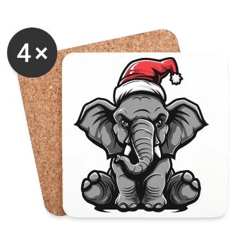 Mammut Weihnachten - Untersetzer (4er-Set) - Weiß - Vorne