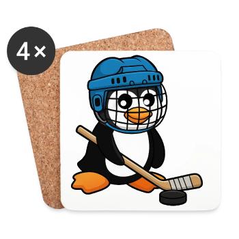 Lustiger Pinguin Hockey Spieler Comic Eishockey - Coasters (set of 4) - white - Front