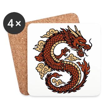 Chinese Dragon Mythical Red - Coasters (set of 4) - white - Front