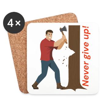Never give up: Lumberjacks in action - Coasters (set of 4) - white - Front