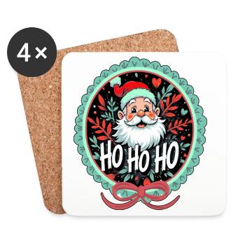 Santa Claus Ho Ho Ho Ornament - Coasters (set of 4) - white - Front