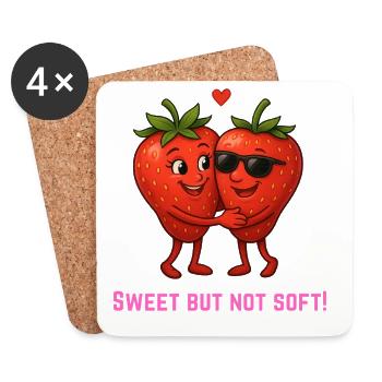 Sweet strawberries couple cartoon - Coasters (set of 4) - white - Front