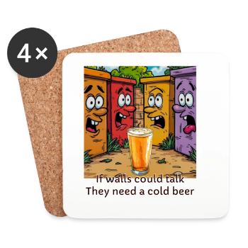 If walls could talk cold beer - Coasters (set of 4) - white - Front