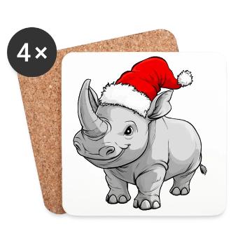 Nashorn Weihnachten - Untersetzer (4er-Set) - Weiß - Vorne