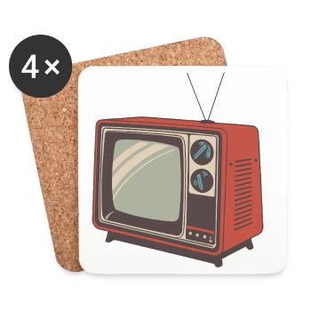 Vintage-Orange-Retro-Fernseher - Untersetzer (4er-Set) - Weiß - Vorne