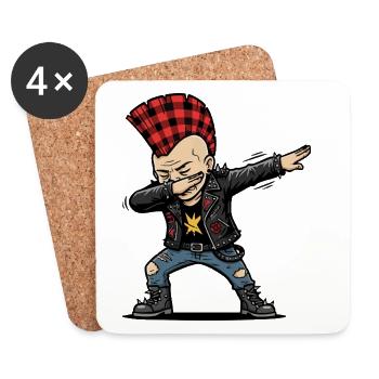Dabbing Punk – Style de dessin animé effronté - Dessous de verre (lot de 4) - blanc - Devant