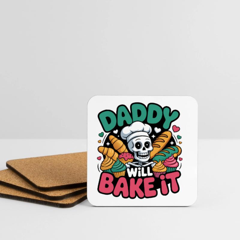 Daddy Will Bake It. Funny Skeleton Baker Design Coasters (set of 4)