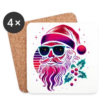 Cadeau du Père Noël vintage - Dessous de verre (lot de 4) - blanc - Devant