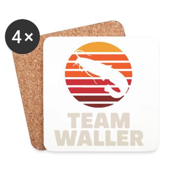 Team Waller Wels angeln Sportfischer  - Untersetzer (4er-Set) - Weiß - Vorne