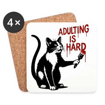 Katze malt Erwachsenwerden - Untersetzer (4er-Set) - Weiß - Vorne