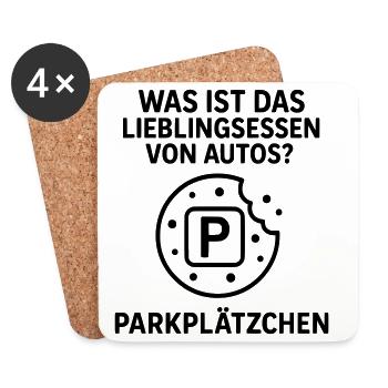 parkplätzchen witz autofahrer kekse - Untersetzer (4er-Set) - Weiß - Vorne