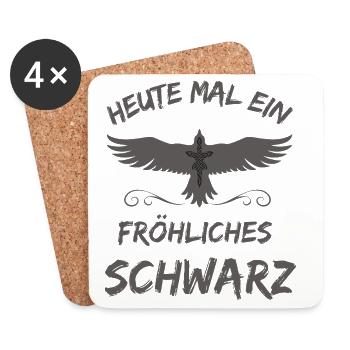 Heute mal ein fröhliches Schwarz-Rabe Krähe Gothic - Untersetzer (4er-Set) - Weiß - Vorne
