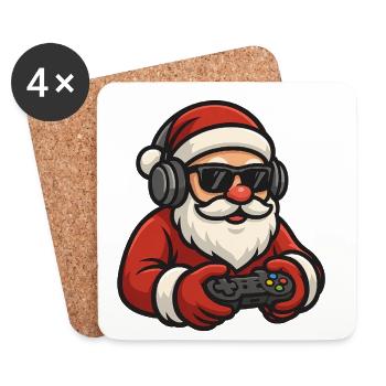 Santa Claus gambling - Coasters (set of 4) - white - Front