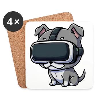 Süßer Pitbull Hund Cartoon Gamer Virtual Reality - Untersetzer (4er-Set) - Weiß - Vorne