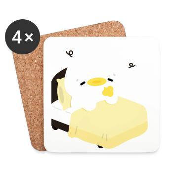 Cozy Sleepy Duck on Yellow Bed - Coasters (set of 4) - white - Front