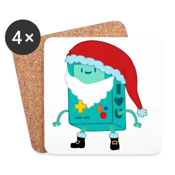 Retro Spielkonsole mit Santa Claus Weihnachtsmütze - Untersetzer (4er-Set) - Weiß - Vorne