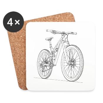 MTB Bicycle Silhouette Mountain Bike Outdoor - Coasters (set of 4) - white - Front