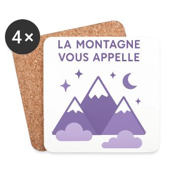 La montagne vous appelle ! Ski / Alpinisme - Dessous de verre (lot de 4) - blanc - Devant