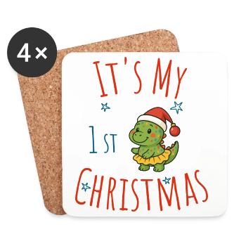 My 1st Christmas Dino - Coasters (set of 4) - white - Front