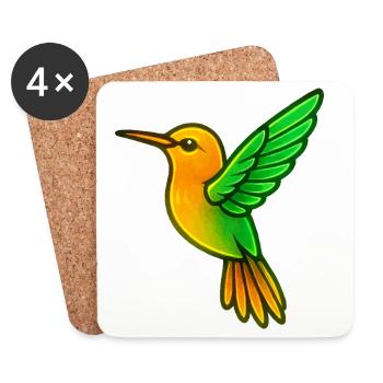 Colibri Oiseau - Dessous de verre (lot de 4) - blanc - Devant