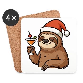 Cocktail de paresseux de Noël - Dessous de verre (lot de 4) - blanc - Devant