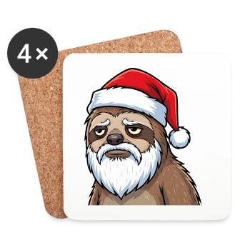 Motif de Noël de paresseux fatigué drôle - Dessous de verre (lot de 4) - blanc - Devant