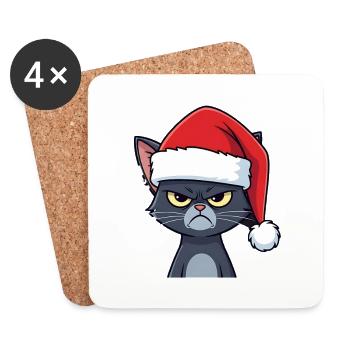 Genervte Santa Katze Xmas Stimmung - Untersetzer (4er-Set) - Weiß - Vorne